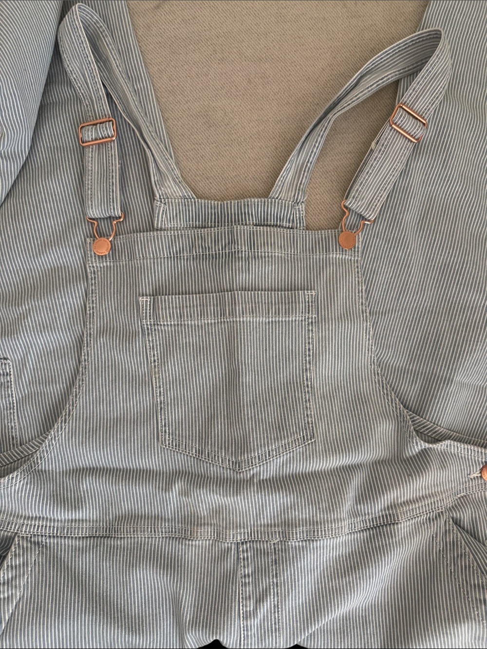 Universal Thread Blue and White Pinstripe Women’s Denim Overalls